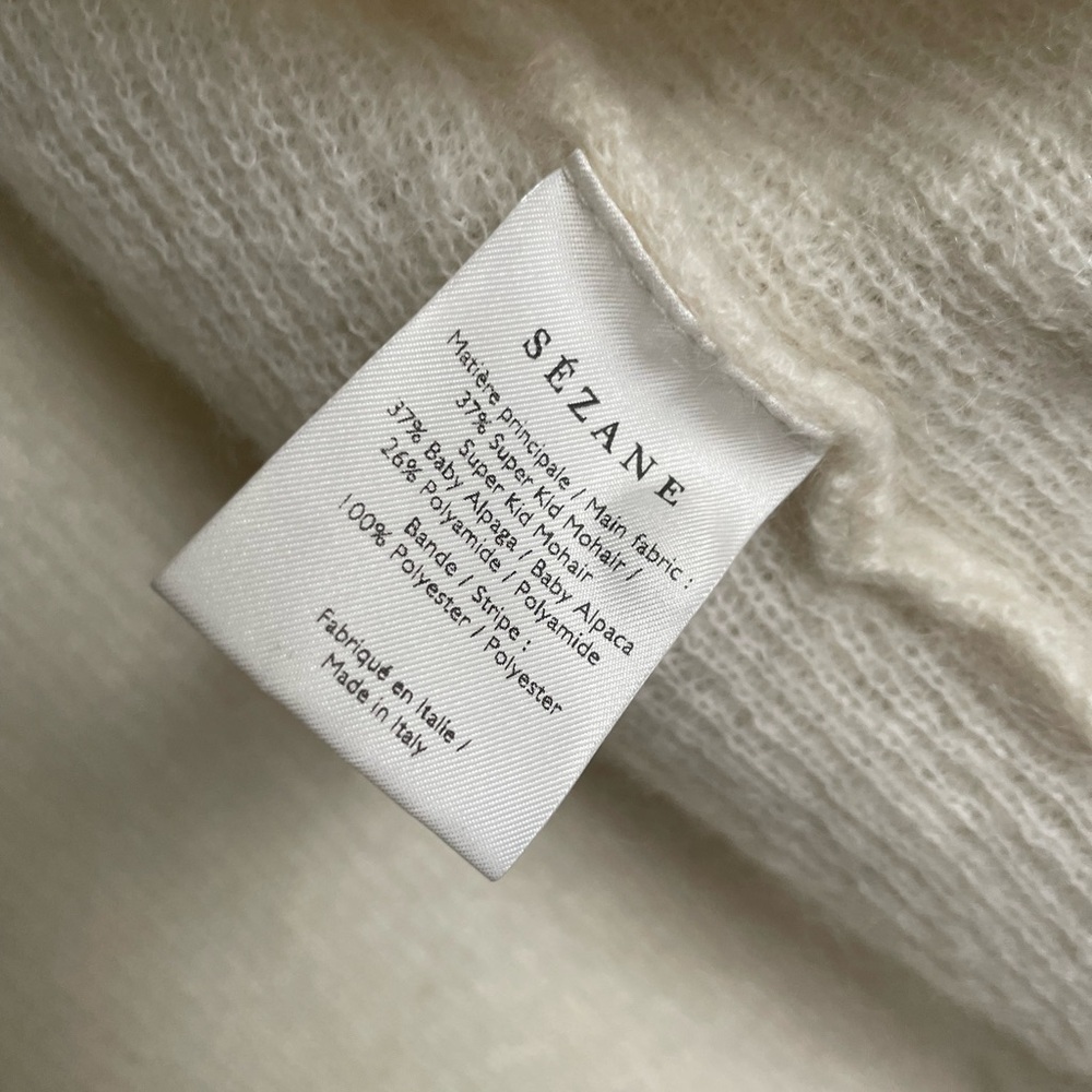 Sezane Cream Fuzzy V-Neck Cardigan - Picture 6 of 7